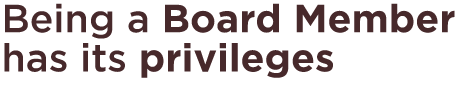 Being a Board Member has its privileges.